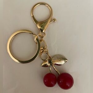 Gold and Red Cherry Keychain (NWOT)